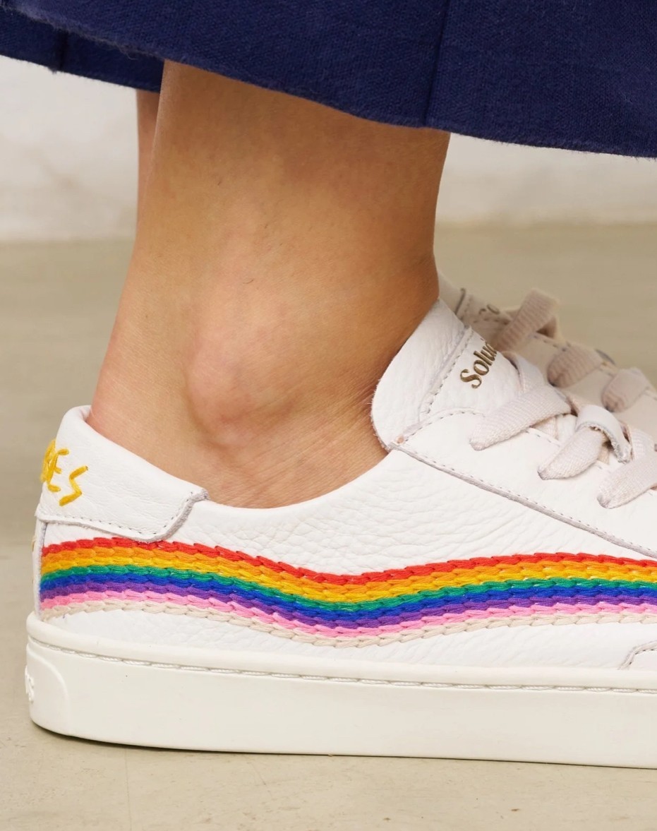 Soludos The Ibiza Classic Sneaker Oasis White/Rainbow Wave-CHOOSE SIZE-BRAND NEW