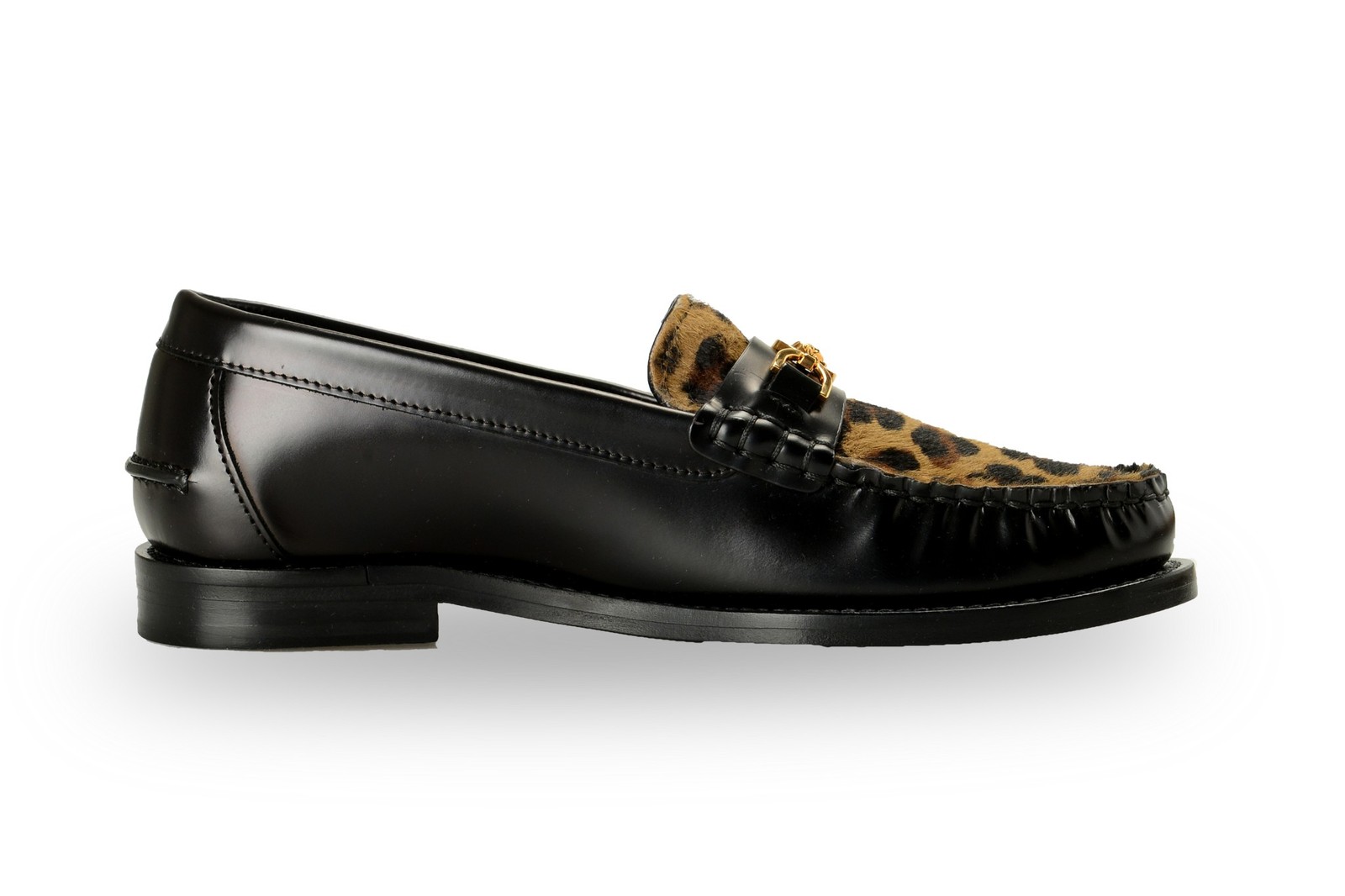 Versace Women’s Leather & Pony Hair Gold Medusa Slip On Loafers Shoes US 6 IT 36