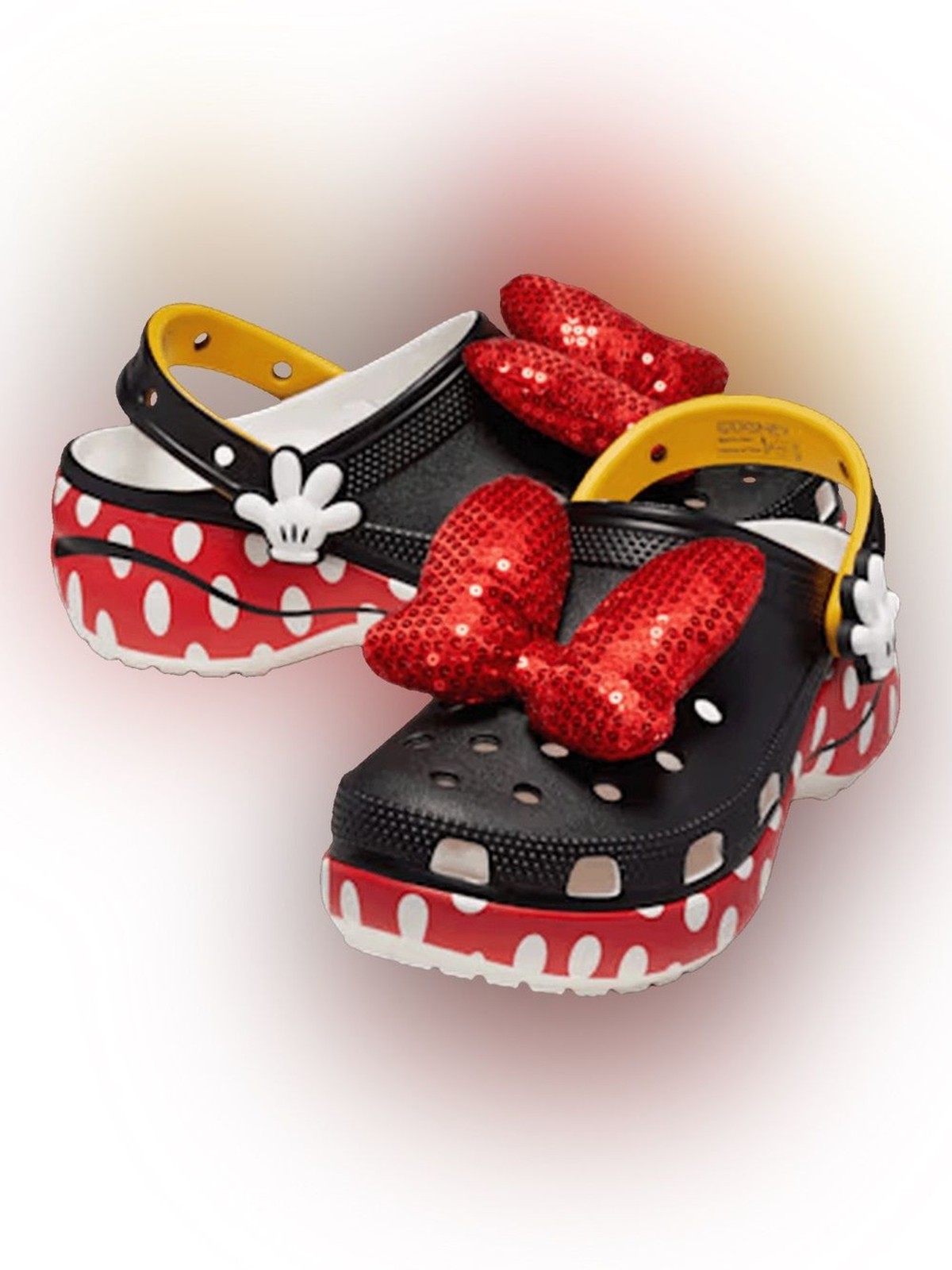 NEW Disney X Crocs Women Minnie Mouse Platform Clog Sequin Bow Whimsical collab