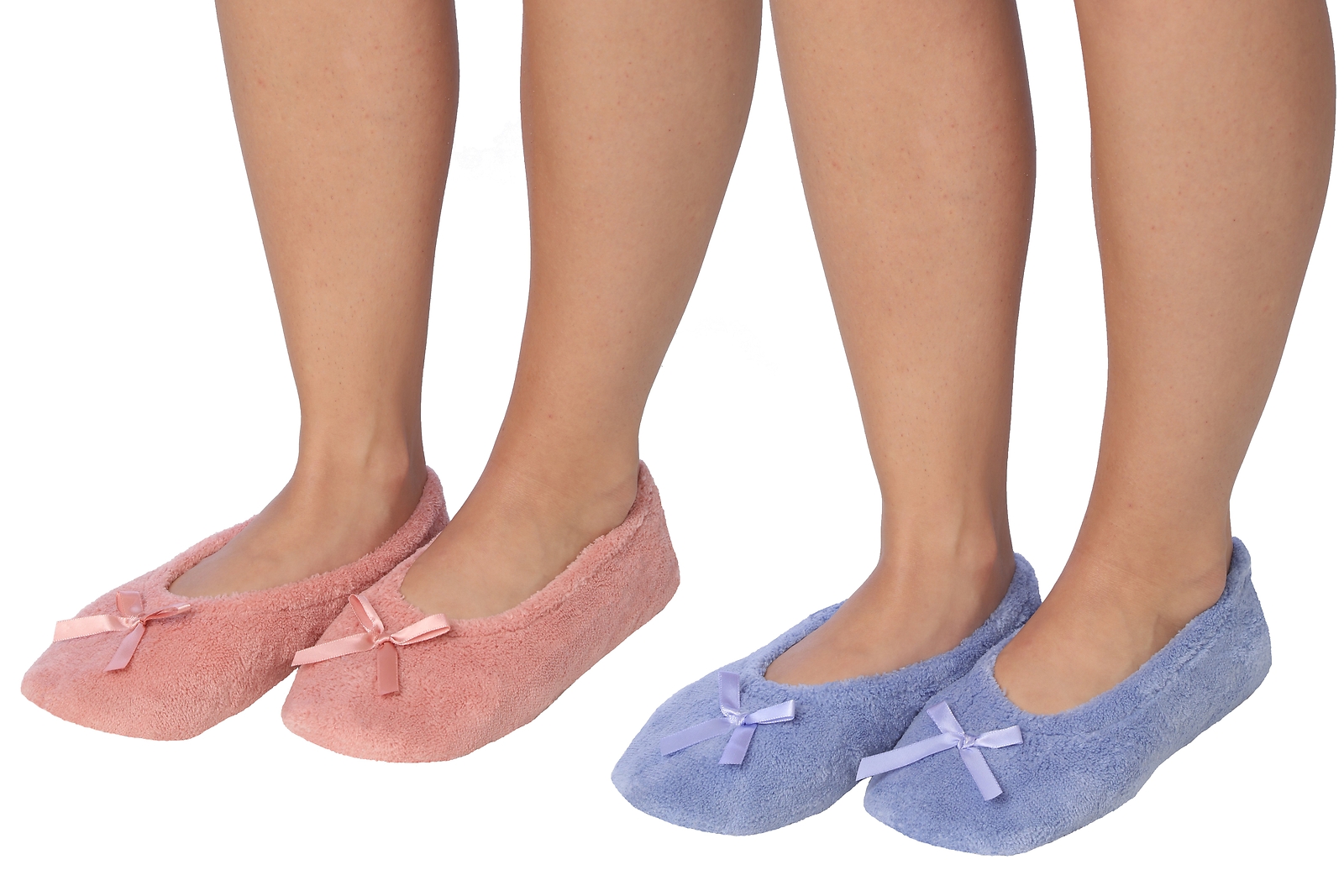 Roxoni Women’s Terry Classic Cotton Ballerina Slippers (Pack of 2)