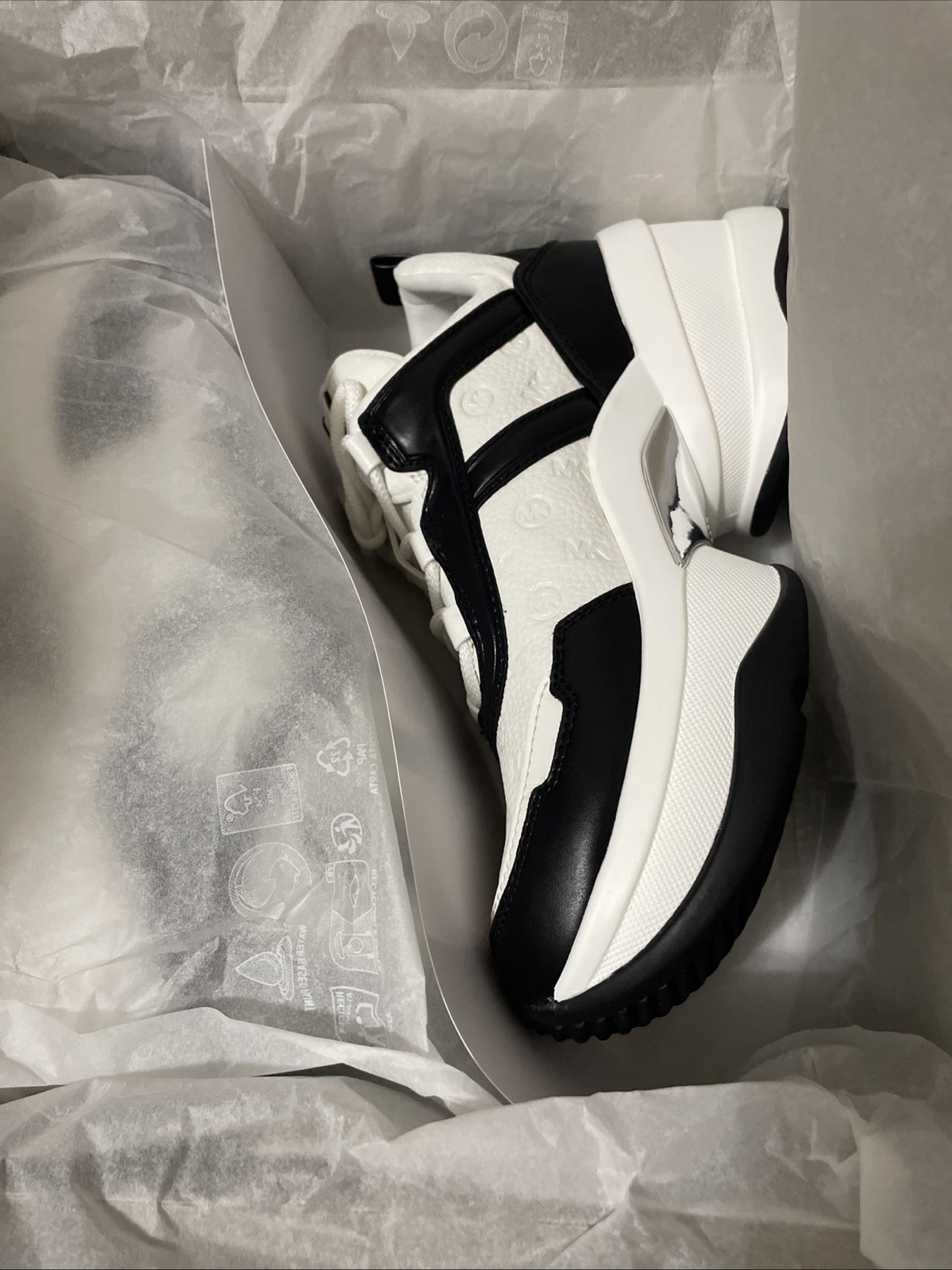 Michael Kors Olympia Logo Debossed Trainer Black Size 8.5 New In Box $275