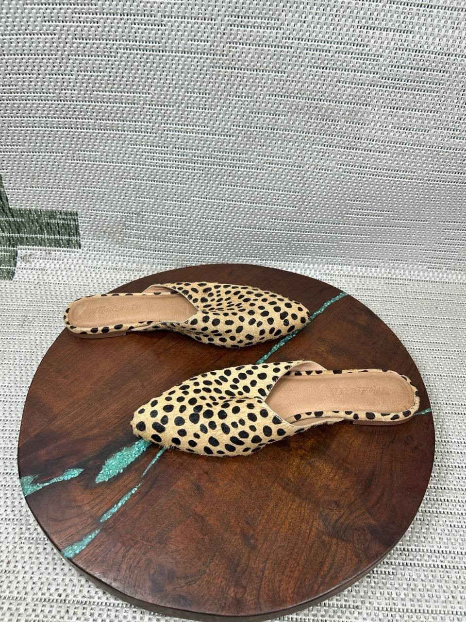 Madewell Flats Womens Size 7 The Remi Mule Truffle Multi Leopard Comfort Slip On