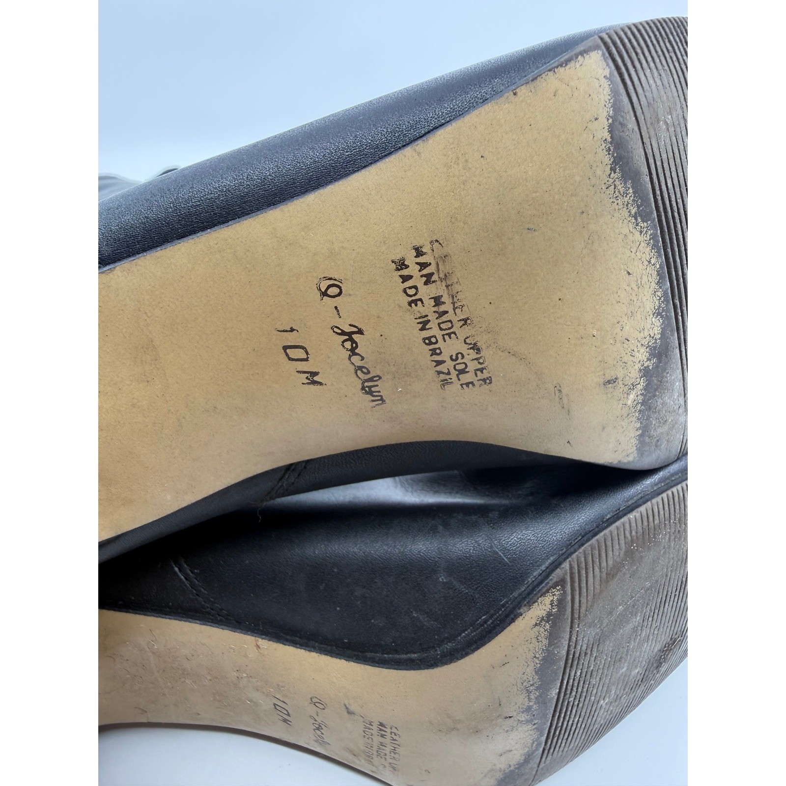 Vintage Nine West Jocelyn Black Leather Tall Stiletto Boots Womens 10M Brazil