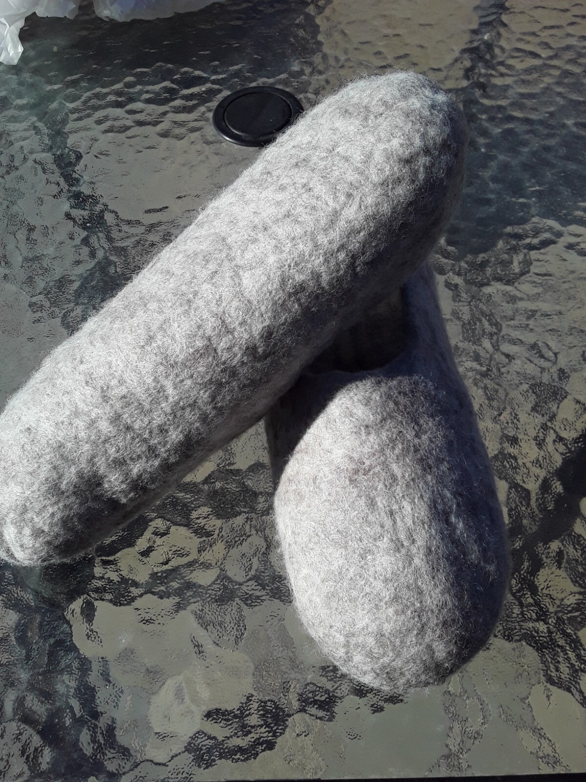 Grey Gray Slippers 100% wool merino blend Houseshoe made USA felt Size6 7 8 9 10