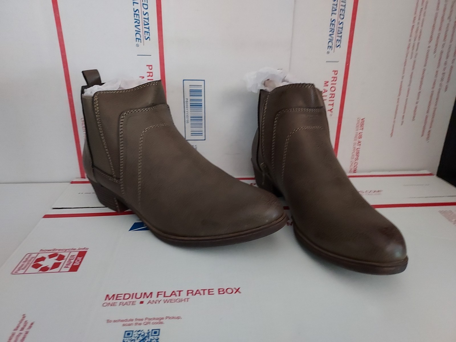 SUGAR TRIXY 2 BLOCK HEEL ANKLE BOOTIES V-stone ZIP SIDE WOMENS US 7.5M #t6