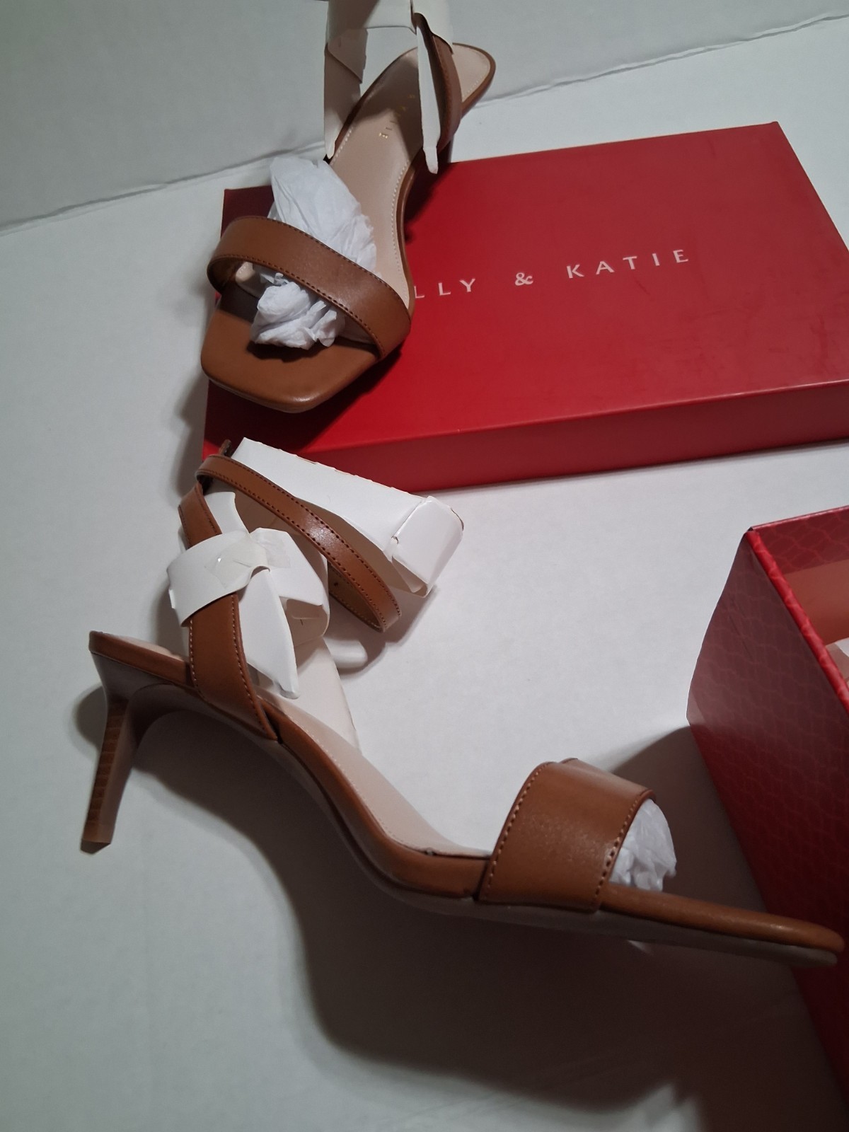 Kelly & Katie Golden Cognac Strappy Stiletto Heel Sandals Ankle Strap 10M