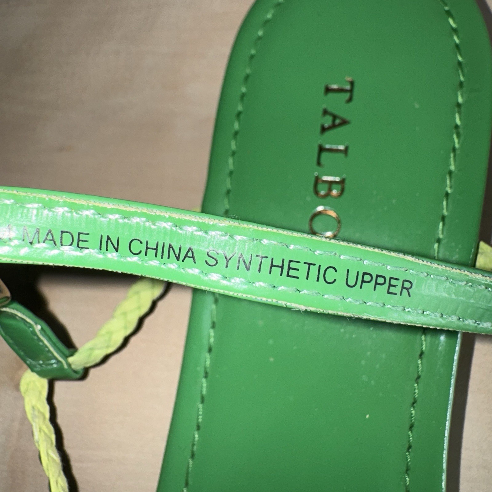 Talbots Sandals Kelly Green Patent Leather Braided Straps Women’s 8.5 Slingback