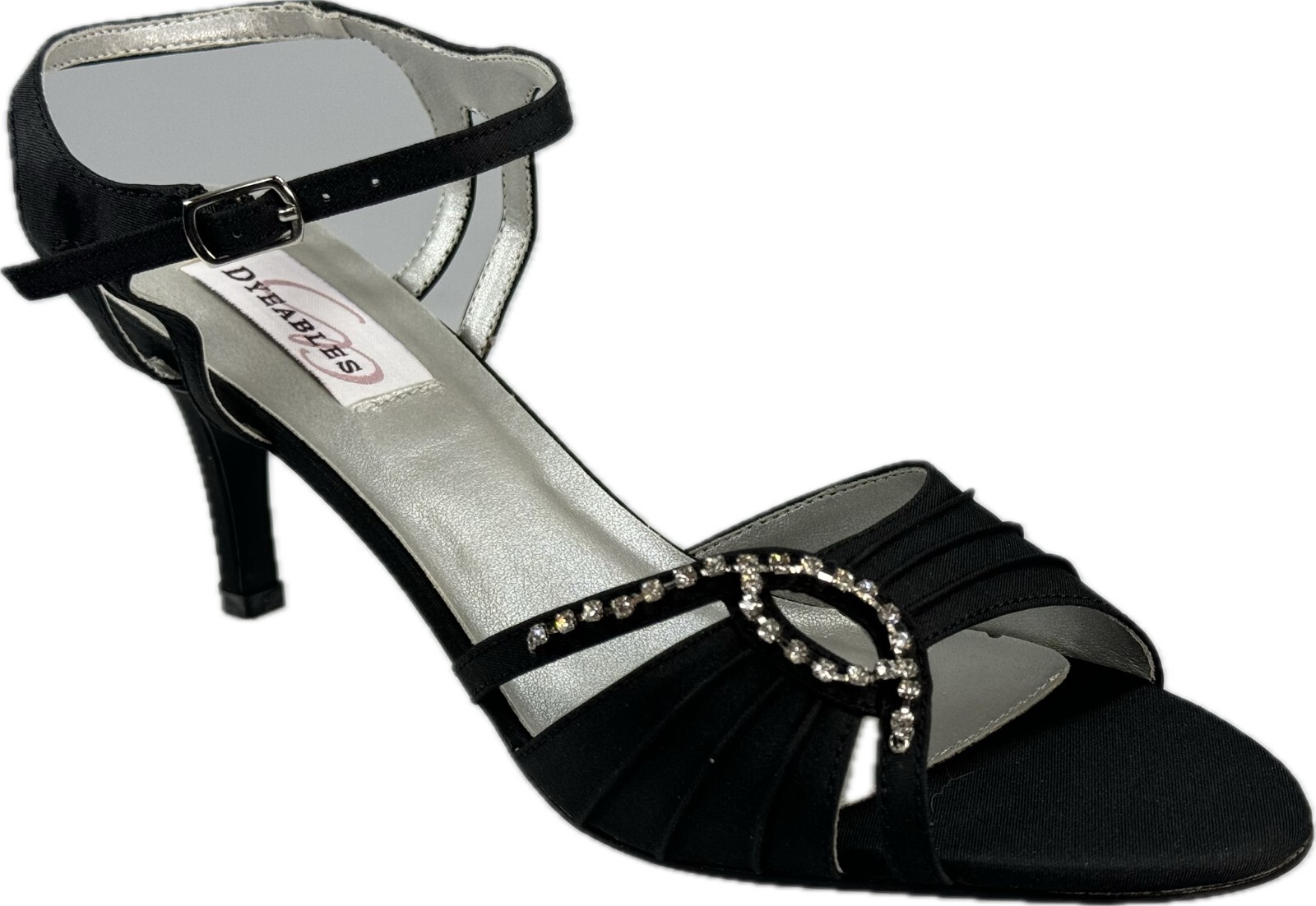 DYEABLES ARIANA WOMEN’S BLACK SATIN STRAPPY EVENING SANDALS