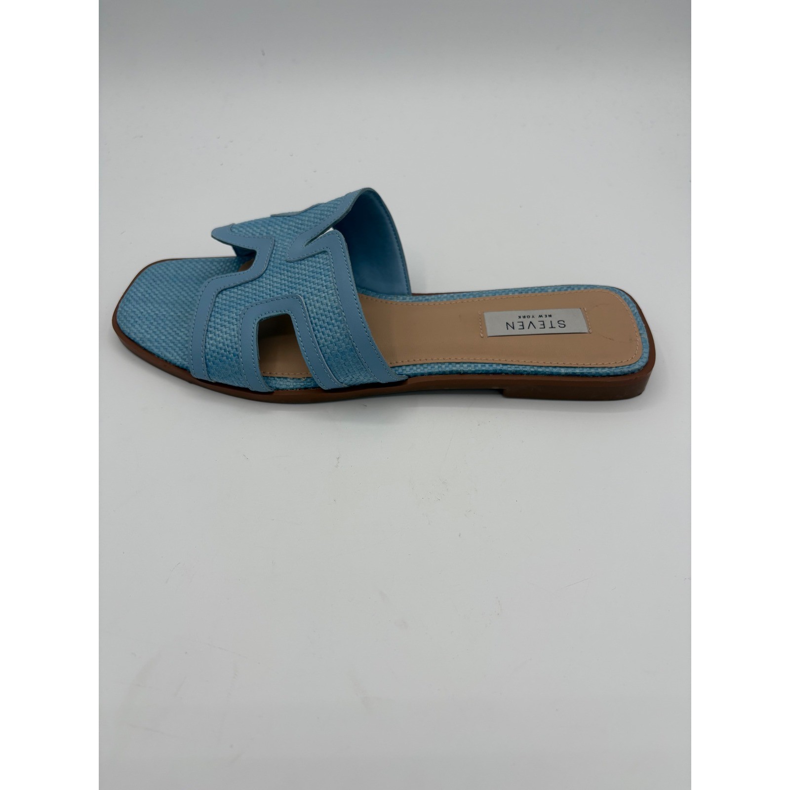 Steven New York Hadyn Light Blue Woven H-Band Slide Sandals Womens 9.5