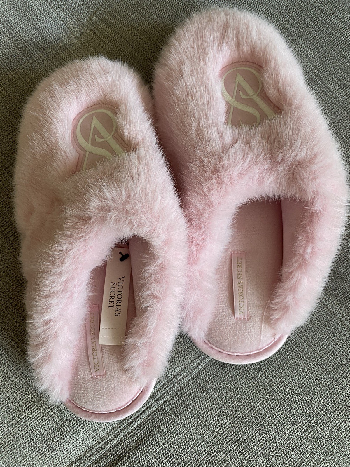 Victoria’s Secret VS Plush Closed Toe Faux Fur Slippers Washed Blossom S M L