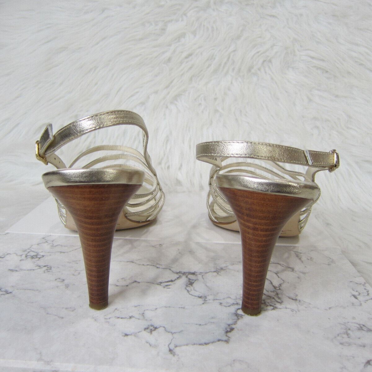 Via Spiga Strappy Metallic White Gold Sandals Heels Size 10.5 M