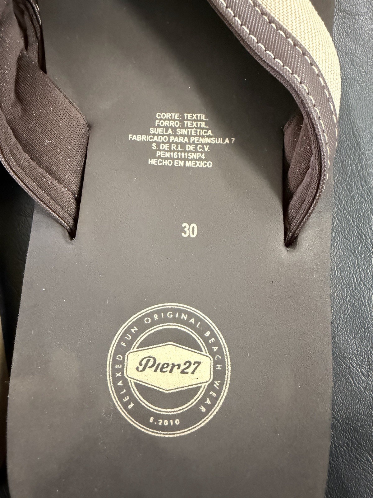 Pier 27 Men’s Flip Flops Color Brown Size US 11 Mexico Size 30