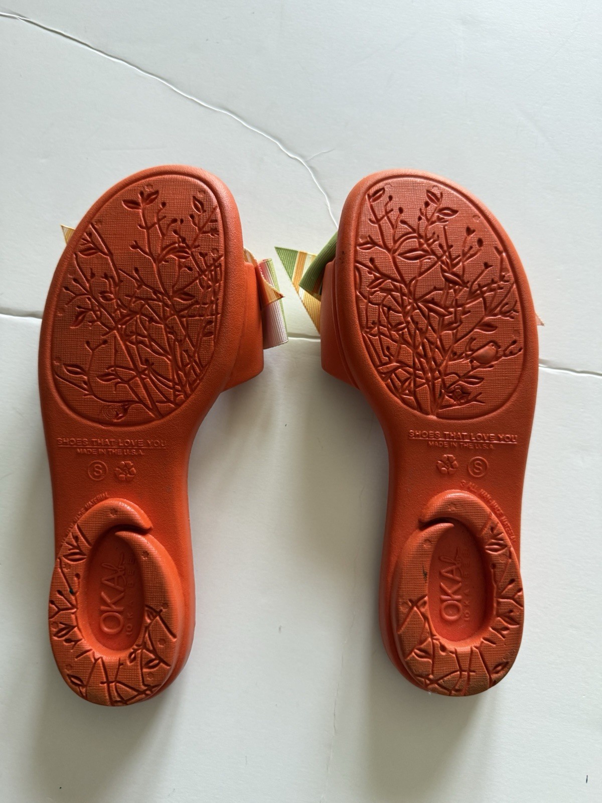 Oka B Women’s Small Orange Colorful Bow Sandals Preppy Limited Edtion