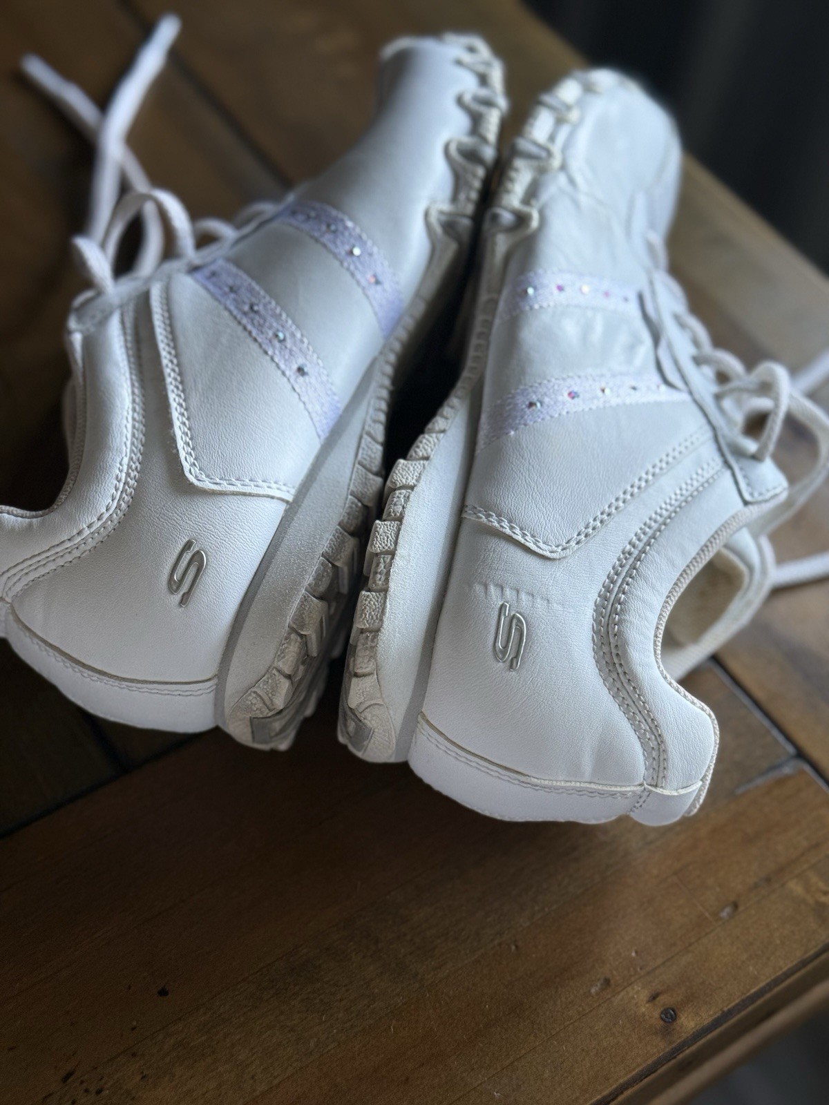 Vintage Skechers White & Silver Bling Dance Cheerleading Gymnastics Band – 7.5