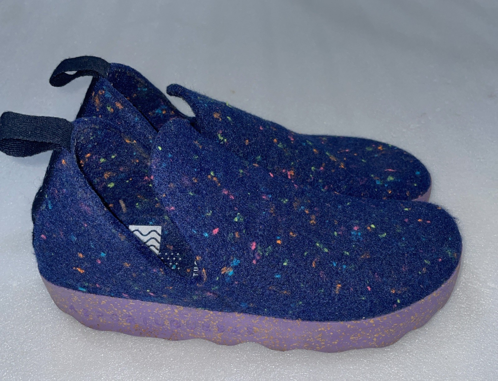 Asportuguesas Slip On City Shoes Wool Felt 39 NAVY Purple LED EUC