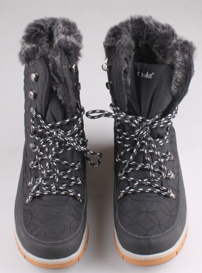 Chooka Belltown Mid Faux Fur Insulated Winter Boots Black Size 9 EUC In Box
