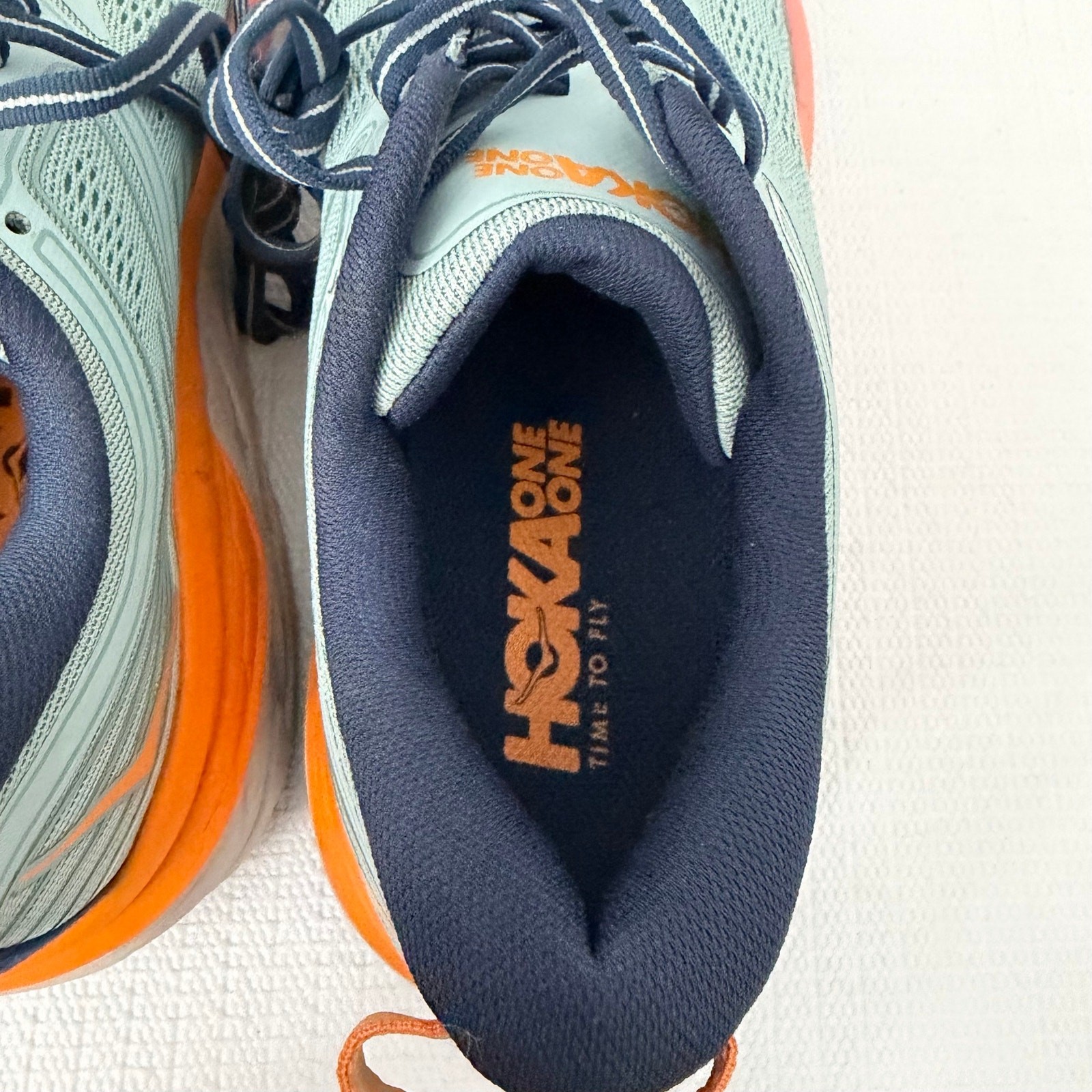 Hoka One One Bondi 7 Shoes Women’s Size 9.5 Blue Haze Black Iris Orange Running