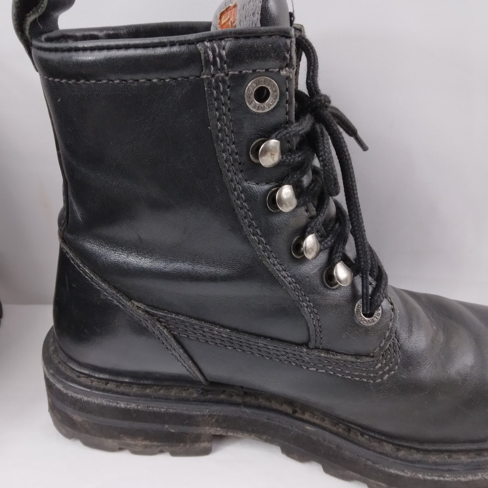 HARLEY-DAVIDSON Lace Up Chukka Boots Black Metal Emblem Grunge Rock Women’s 7.5