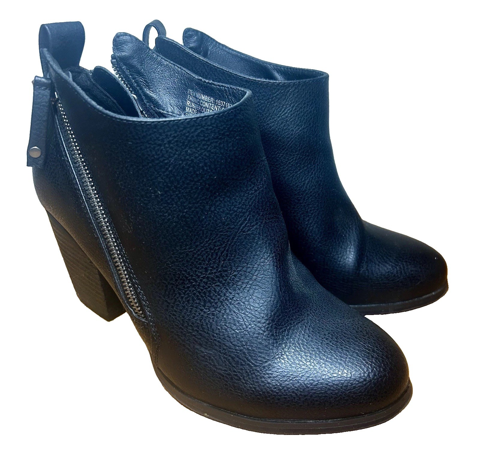Torrid Black Ankle Bootie 9.5 WW Extra Wide Chunky Block Heel Side Zip