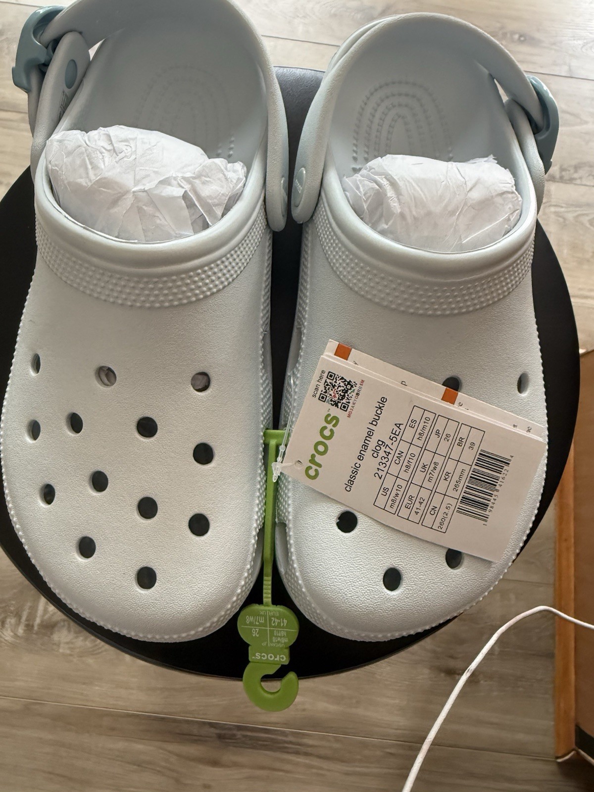Crocs Classic Enamel Buckle Clog Vapor Ice M8 W10 New With Tags 213347-5EA