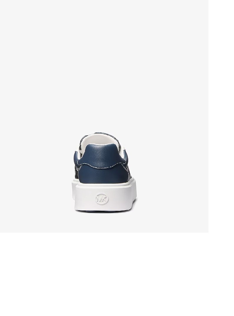 Michael Kors Romey Polka Dot Blue and White Logo Platform Sneakers. size 6
