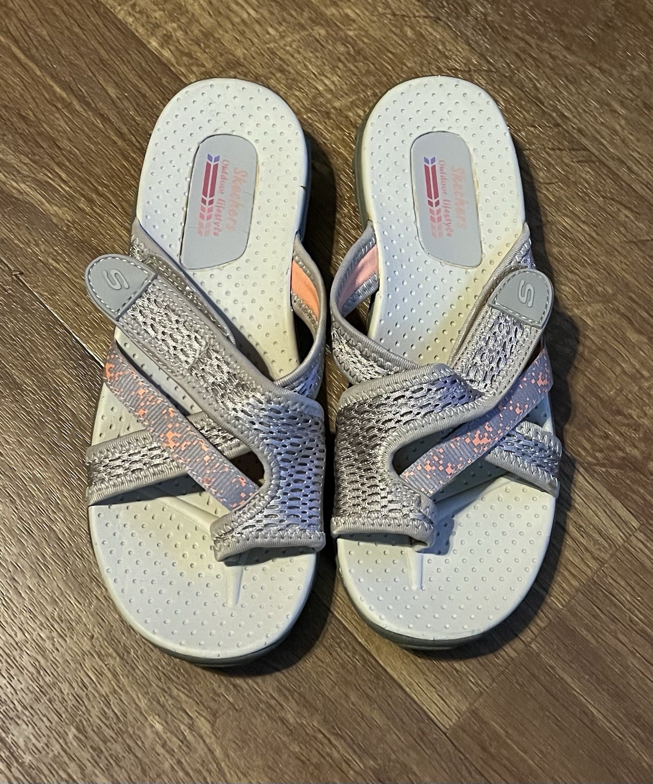 SKECHERS Womens Reggae Sandal Size 9 Taupe Peach Casual Beach Pool BSC