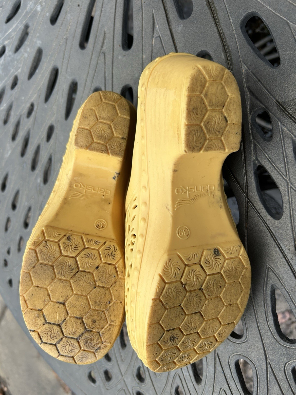 Dansko Women’s Yellow Floral Cut-Out Slip-On Clog Mule, US 8.5 EU 39