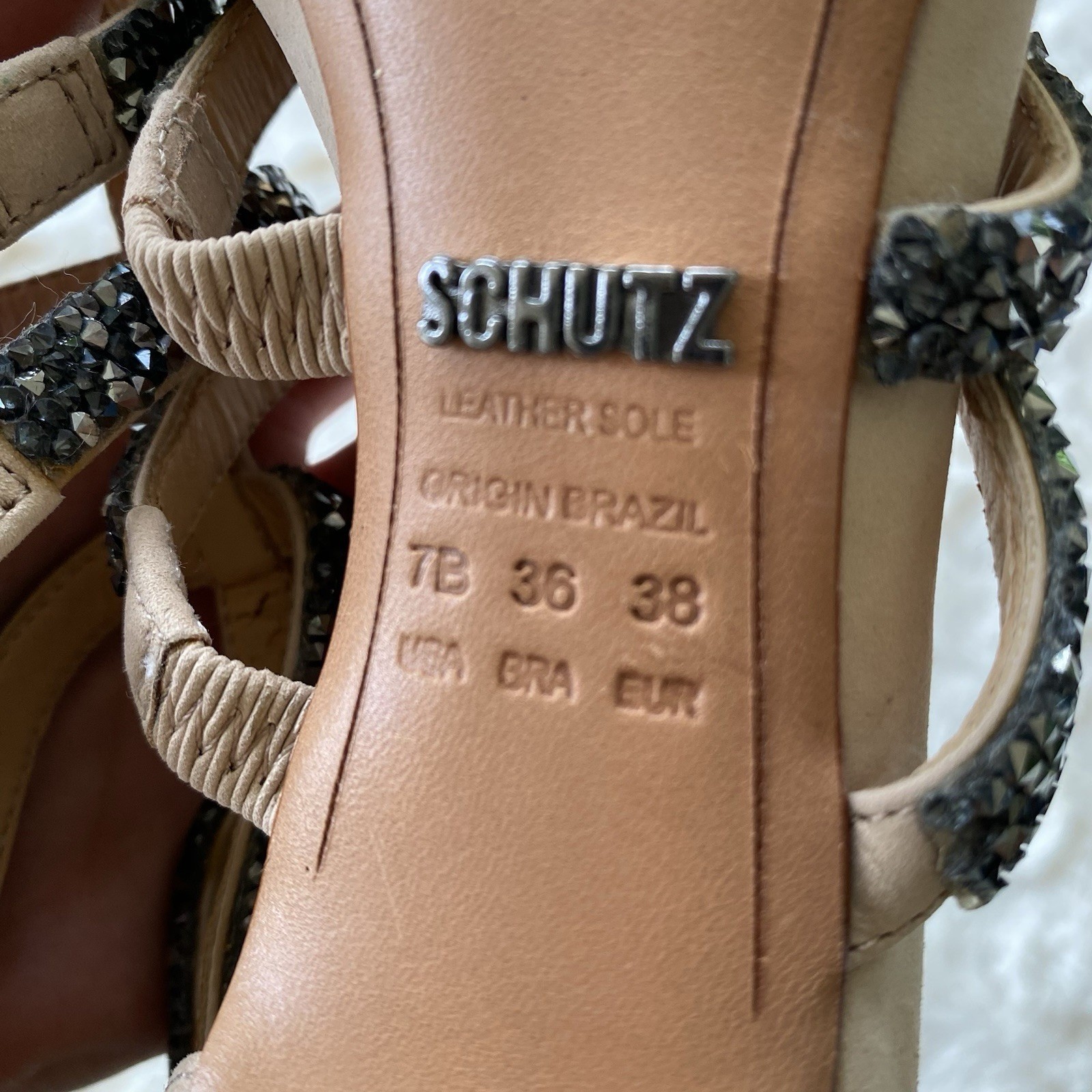 Schutz Nubuck Bellini Bling Stilettos Heels Size 7 Wedding Party Cocktail Formal