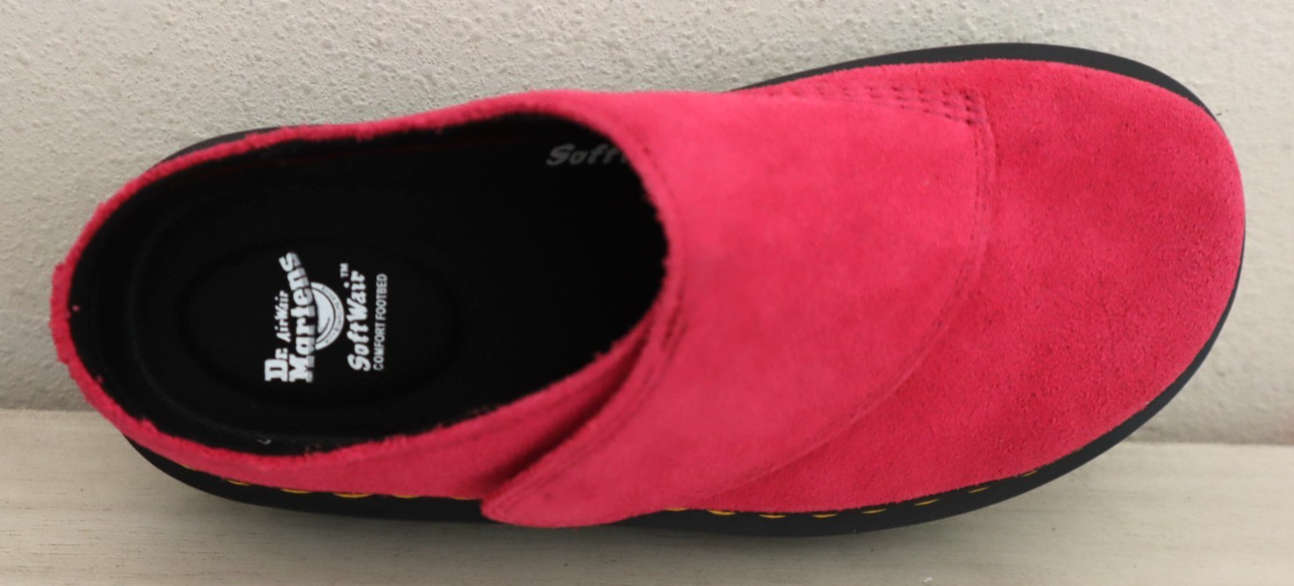 Dr. Martens Women’s Sz 7 Fuchsia Pink Bronx Suede Zebzag AnyWair Mules $130