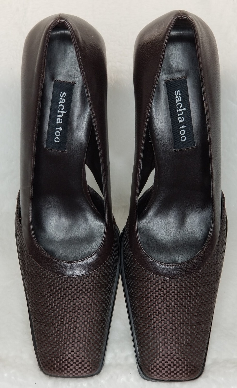 SACHA TOO SQUARE TOE BROWN PUMPS FORMAL BUSINESS BLOCK HIGH HEELS WOMENS 8.5M