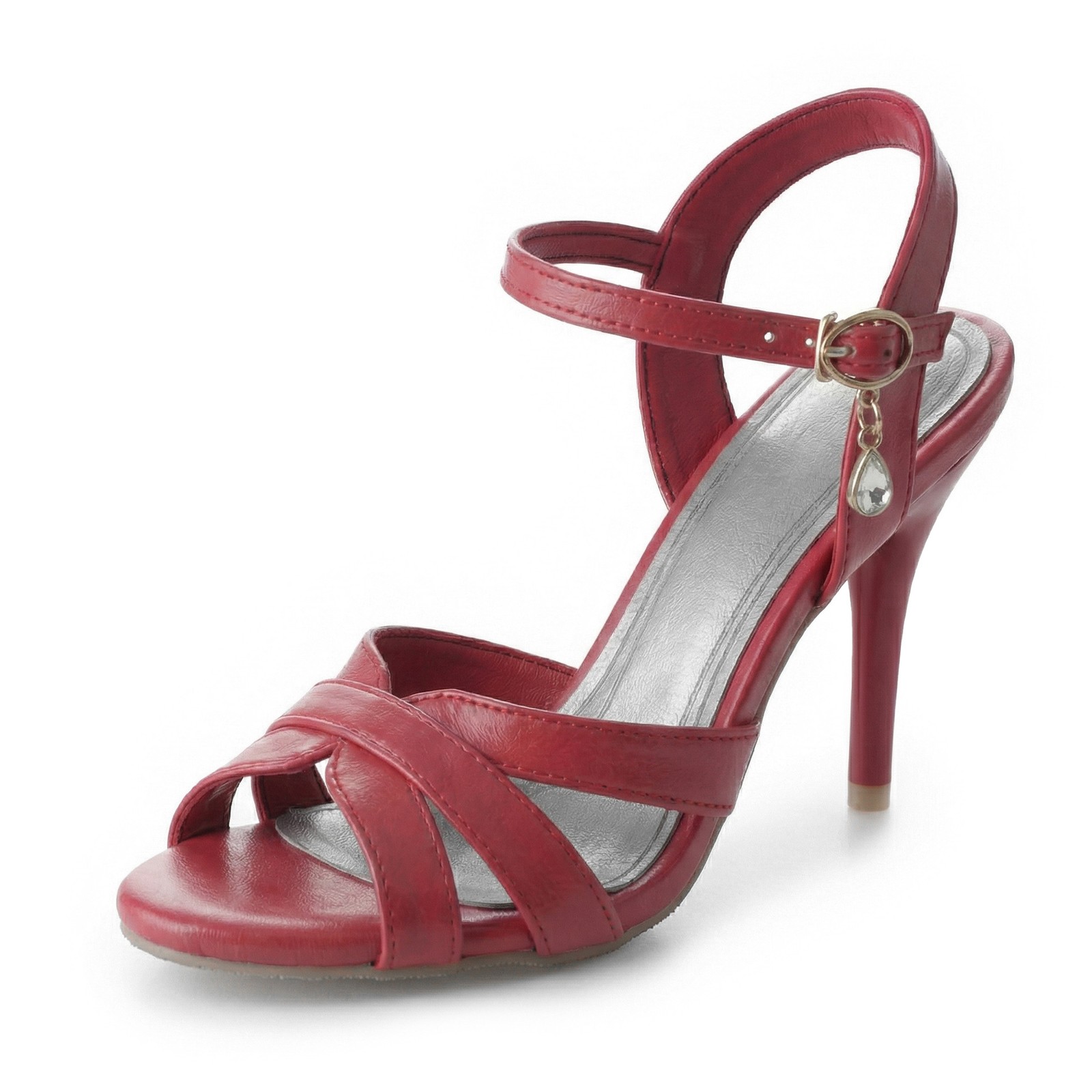 Womens Peep Toe High Heels Sandals Faux Leather Casual Party Dress Summer Shoes
