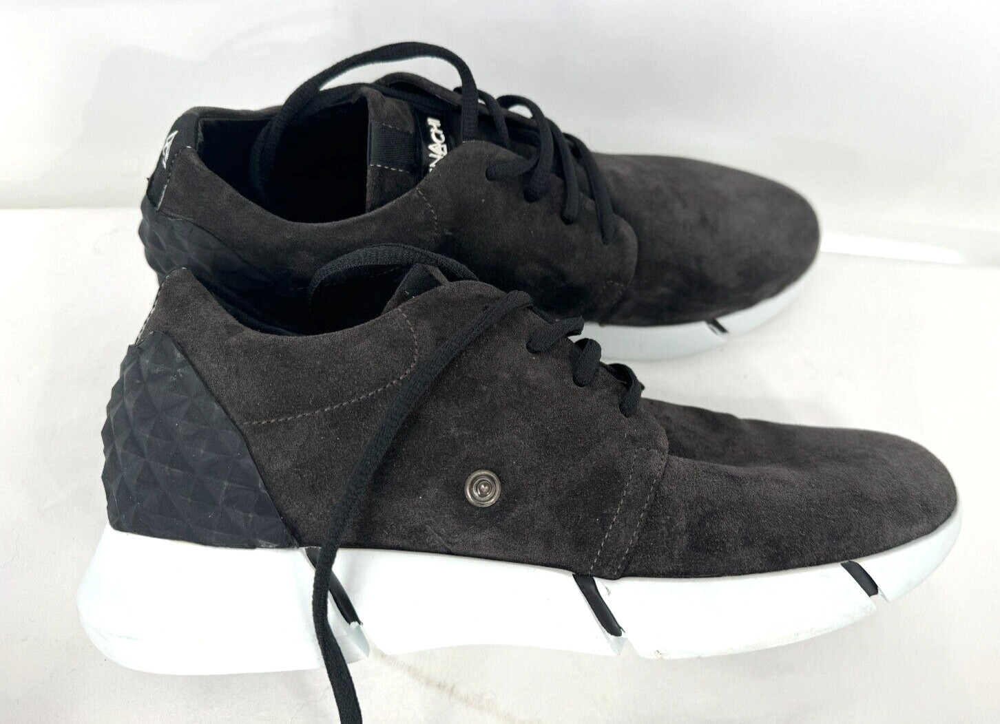 $550 Elena lachi Earth Brown Leather Suede Genuine Fox Fur Sneakers Shoes Sz 40