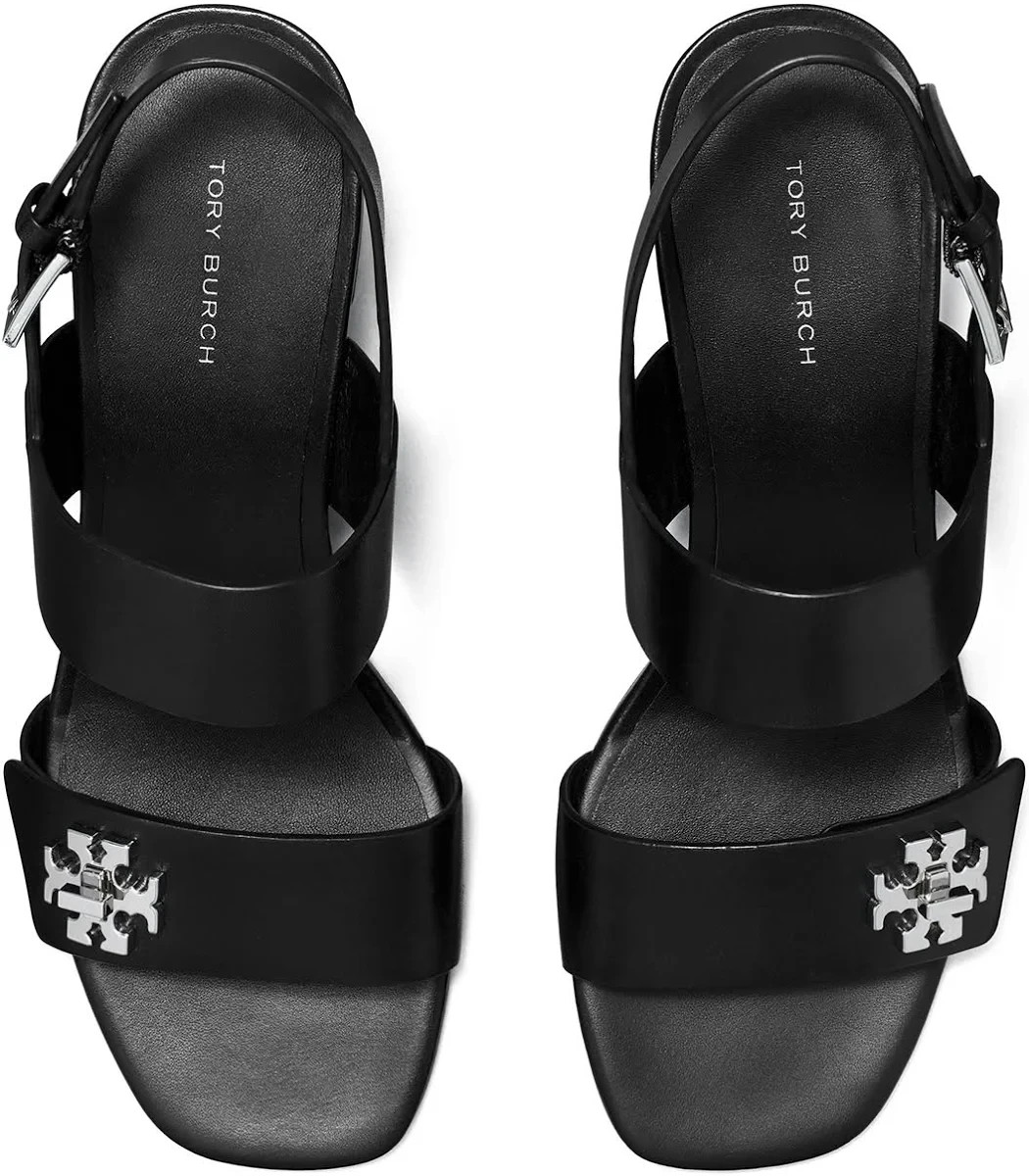 NEW TORY BURCH TWomen’s Turnlock Heeled Sandal BLACK SIZE 7/100%AUTHENTIC