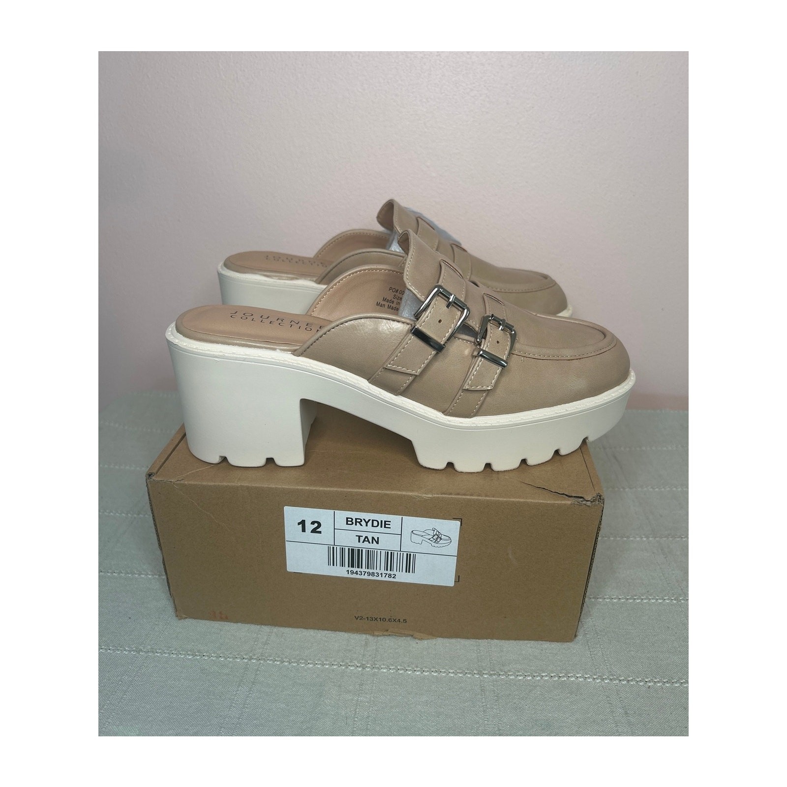 Journee Collection Brydie Women’s Tan Platform Mule Pump Tru Comfort Foam Sz 12