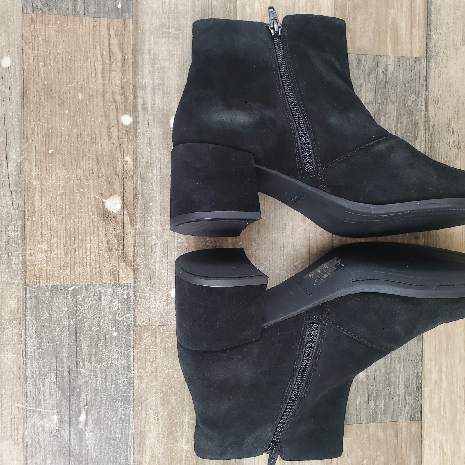 Vagabond Stina Womens Bootie Sz 10 Block Heel Black Suede Side Zip Ankle Boots
