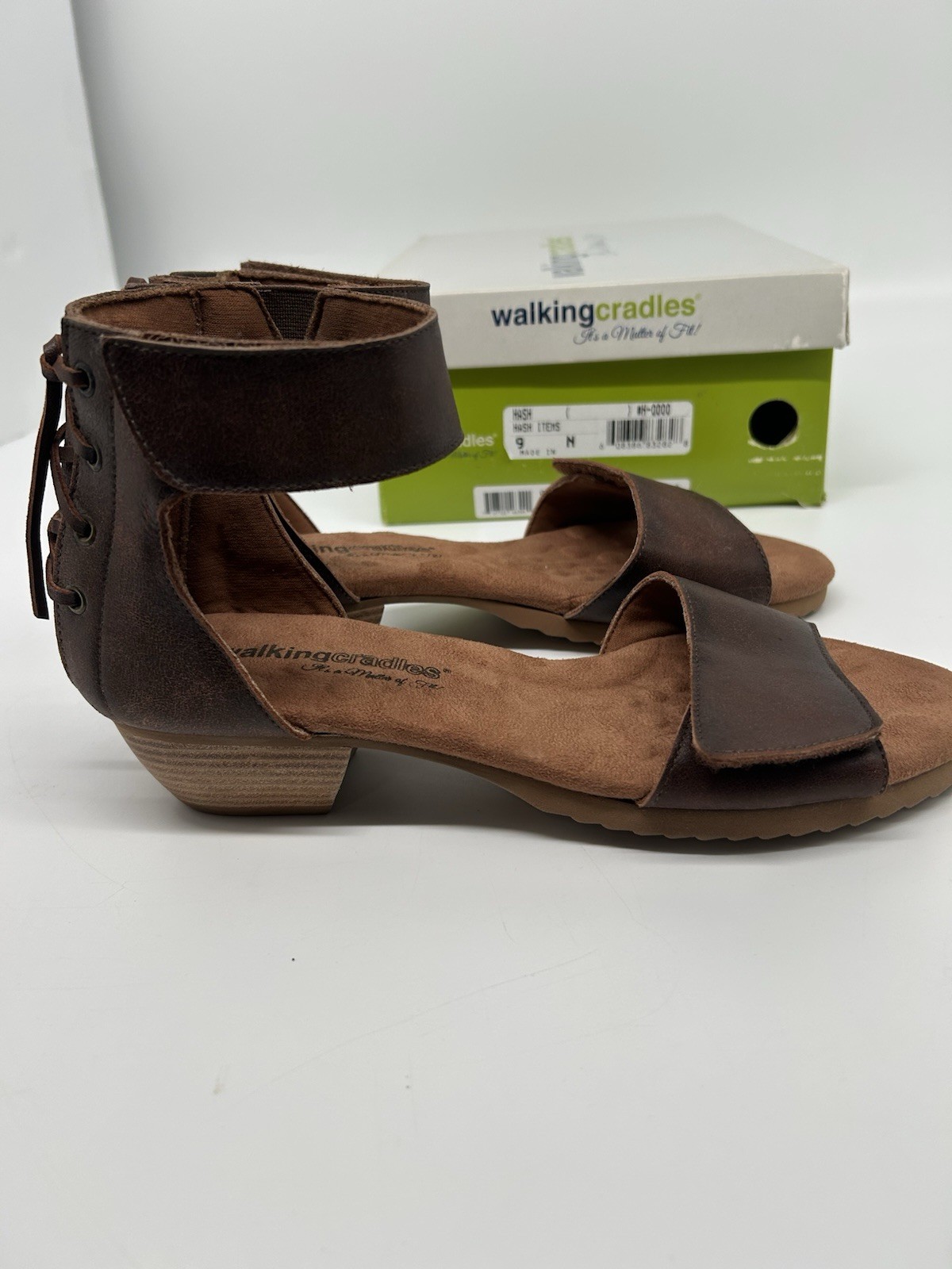 Elites Walking Cradles Brown Leather Ankle Strap Sandals Comfort Bumps 9 N