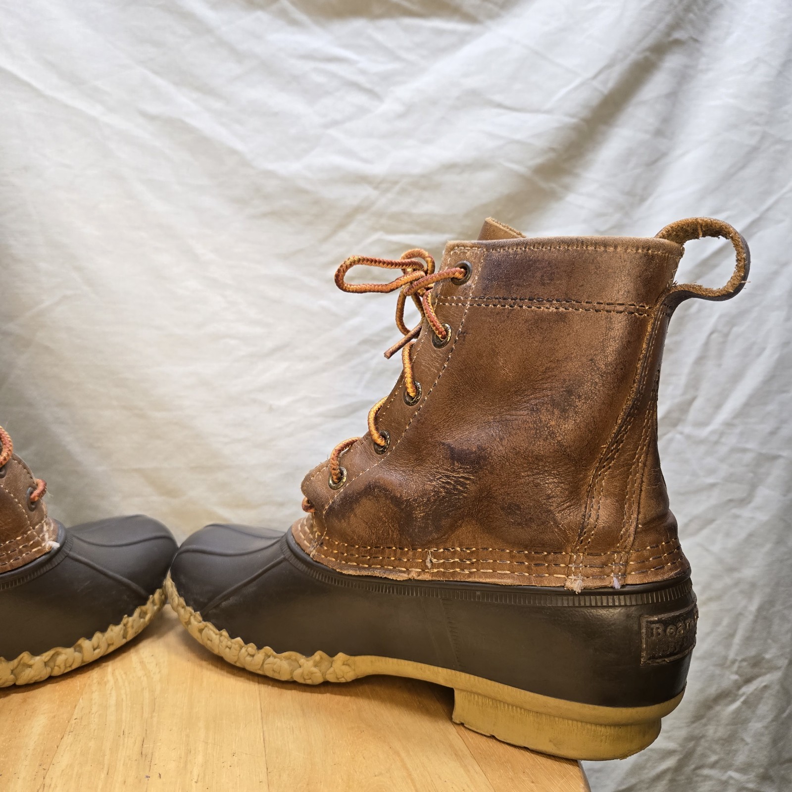 VINTAGE LL Bean Duck Boots Made In USA Rubber/Leather Lace Up Size 7M Hunting!