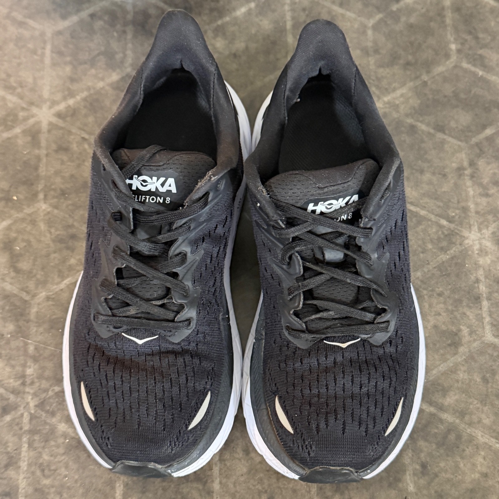HOKA One One Clifton 8 Running Shoes Women’s US 5B Black White Athletic Sneakers