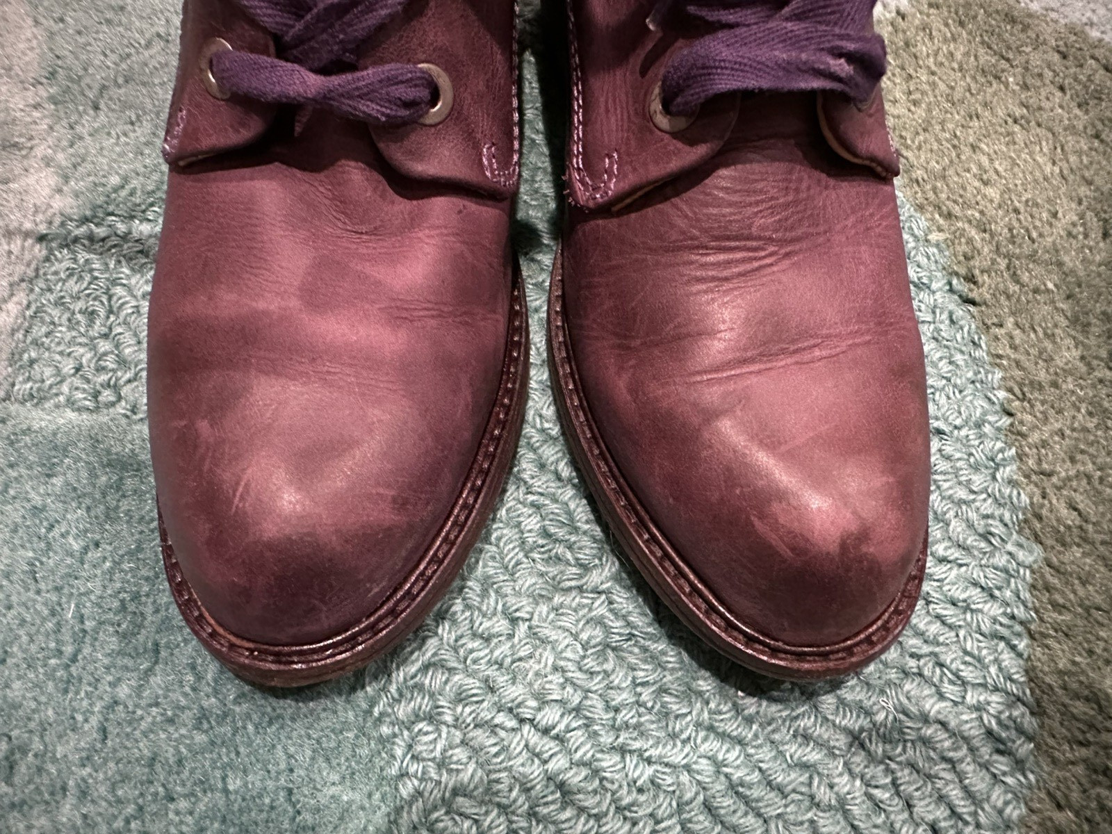 Fluevog EXCELLENT Adriana Nuni purple leather lace-up heeled boot – 11