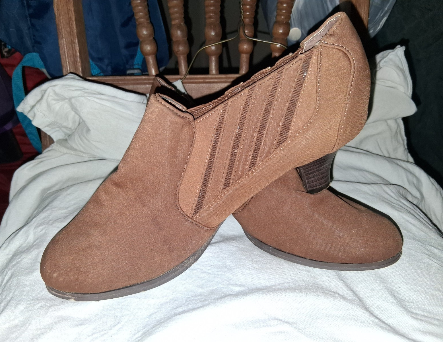 Valerenci Women’s Brown Slip-On Ankle Bootie Round Toe Elastic 646167 7.5M