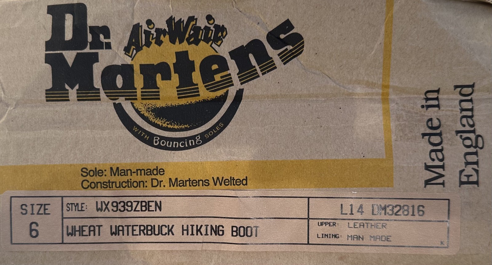 New Dr. Martens Airwair Women’s Hiking Boot. Made in England. Size 6.