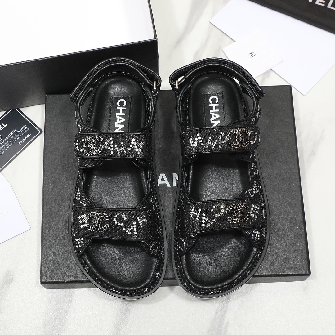 Chanel Dad Sandals Tweed Fabric – 36