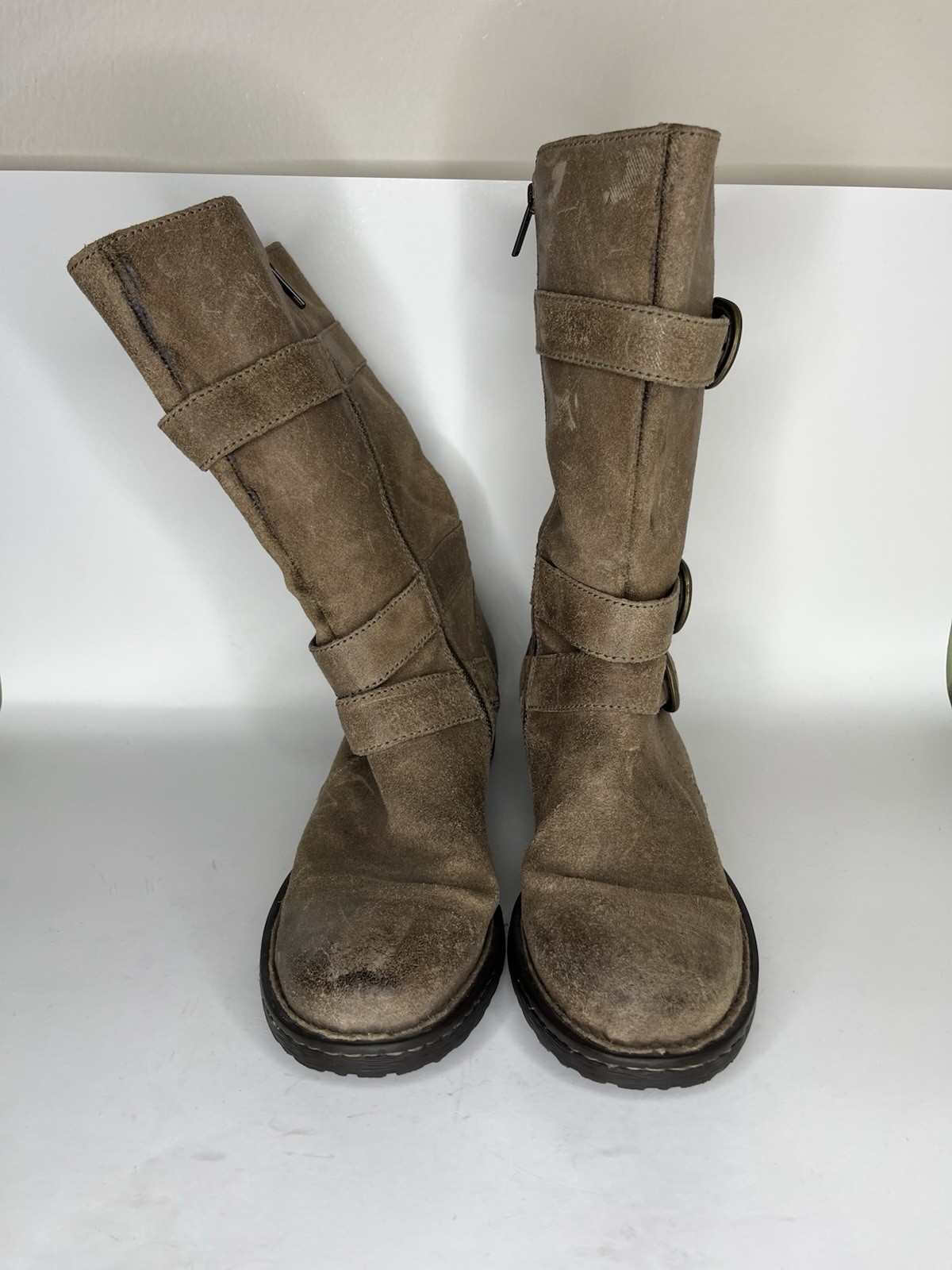 Born Riding Boots Women Size 7.5M Brown Leather Straps Buckle