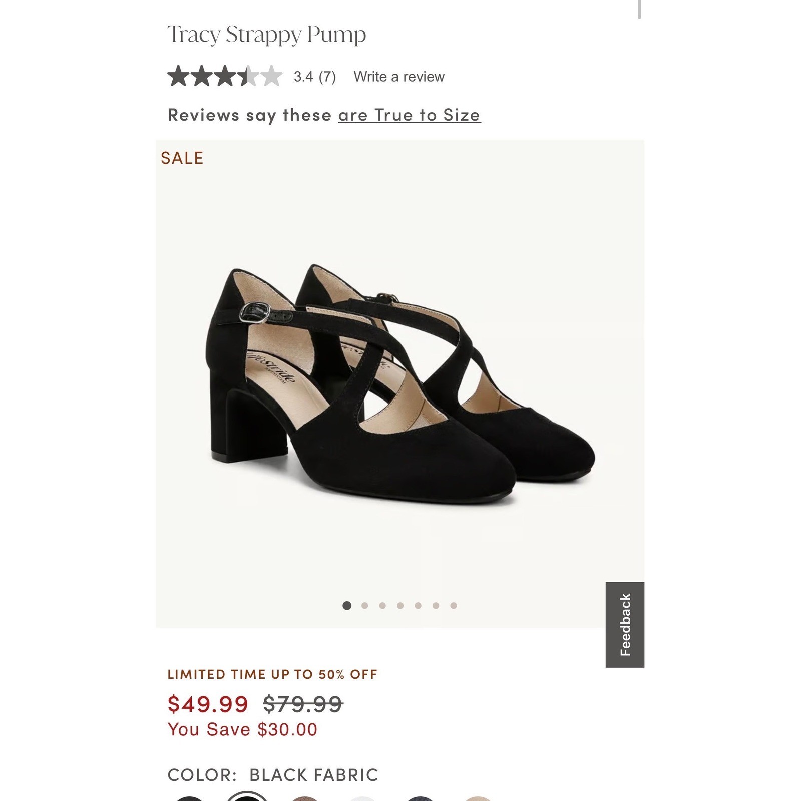 LifeStride Tracy Black Micro Strappy Block Heel Pump Shoes Sz 7.5M NEW