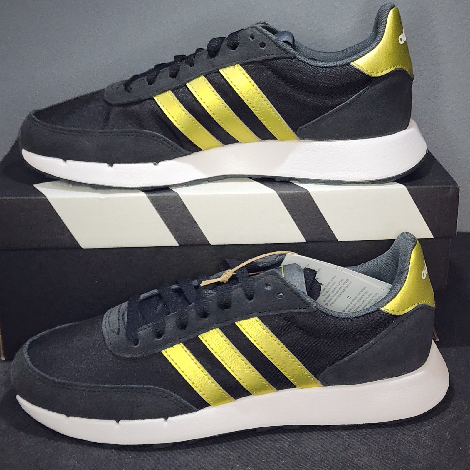 New Adidas Run 60s 2.0 Women’s Sz 7.5 Grey Gold GX1714 Sportswear Gym NWT+B