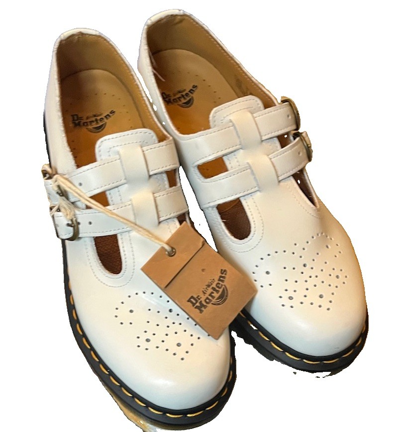 Dr Martens 8065 Shoes Mary Janes Women Size 10 Smooth White Leather Runs Large