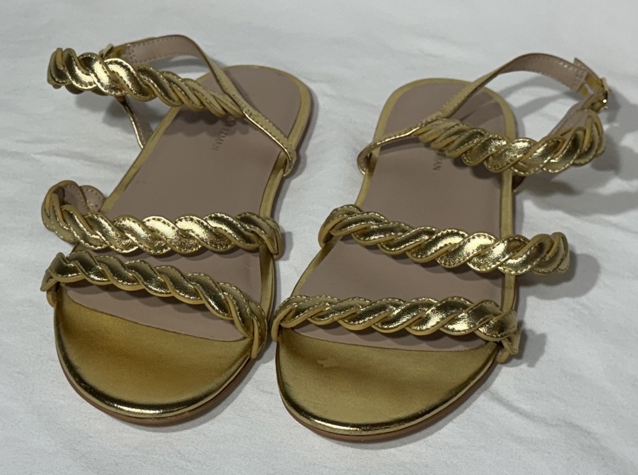 Stuart Weitzman Twistie Leather Sandal Size 7 ~ Gold