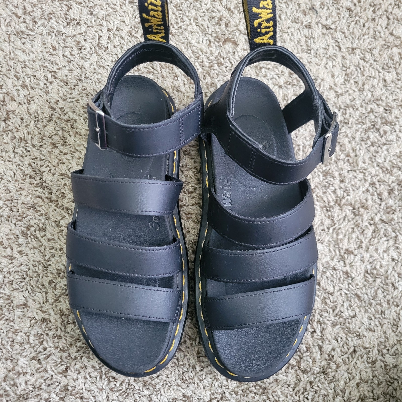 Dr. Martens Blaire Sandals Shoes Black Leather Chunky Summer Strappy Straps 7