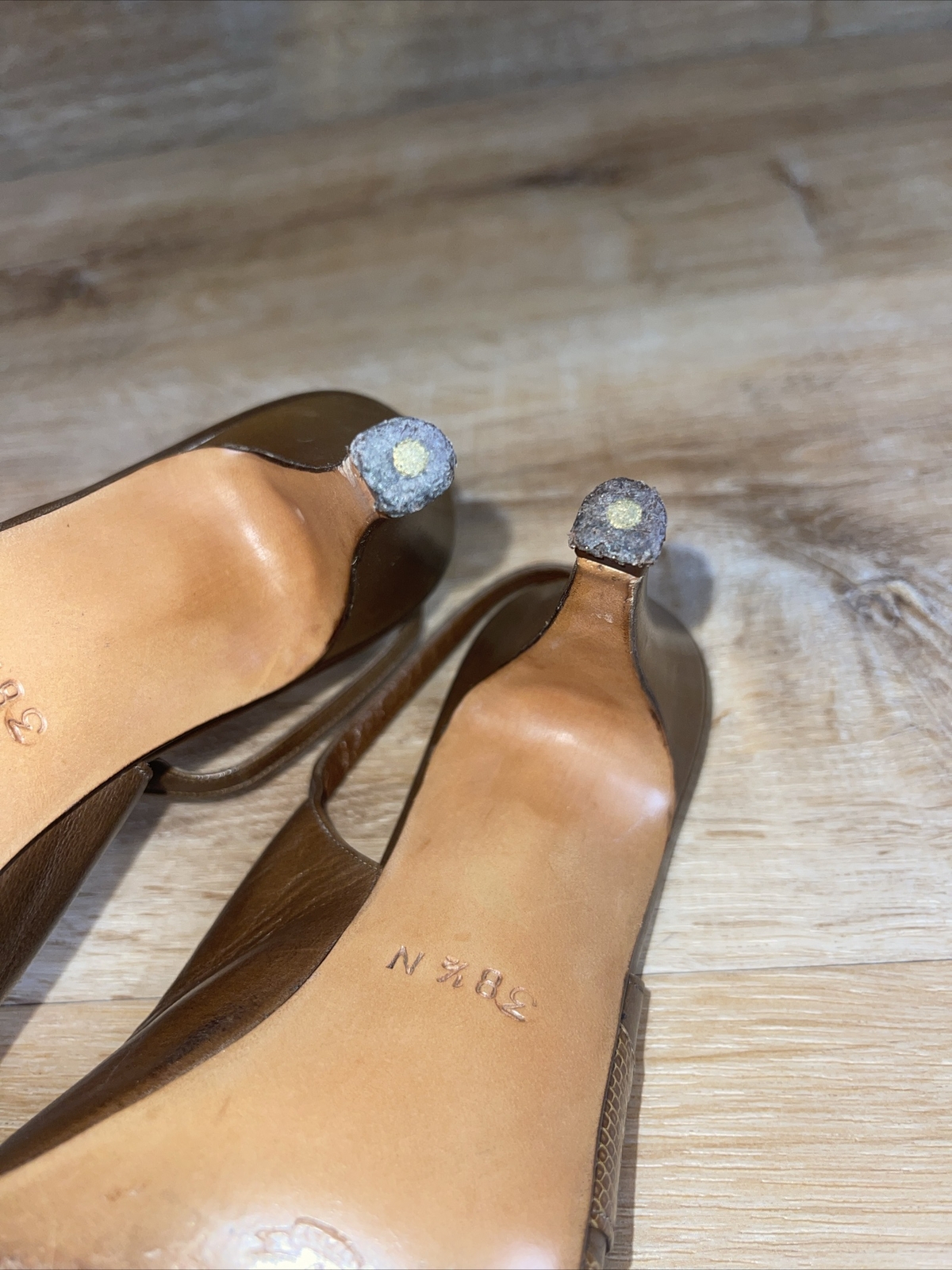 Vintage Gucci Leather W Snake Accent Sling Back Heels Shoes 38.5 N US 8.5