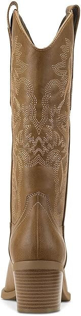SUN STONE Womens Bernarrd Pull On Cowboy, Western Boots | Tan | 5 Medium (B,M)